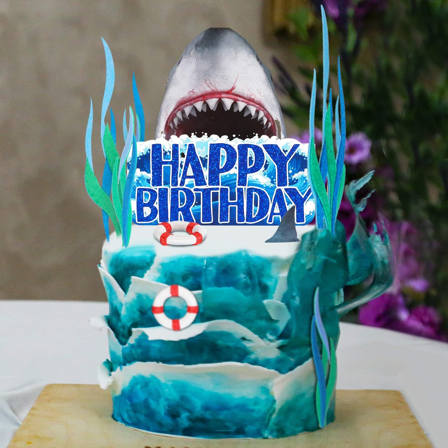 Geyee 18 Pack Shark Cake Toppers for Attack Sea Creatures Decor Shark Figurines Decorations Ocean Theme Cupcake Picks for Birthday Shower Party Favors Supplies