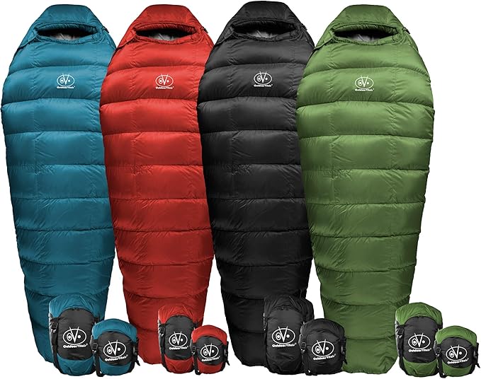 Outdoor Vitals Summit Sleeping Bag 800+ Fill Power Starting Under 2lbs Ultralight Backpacking Mummy Down Sleeping Bag for ...