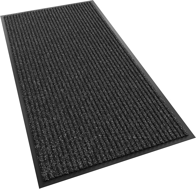 Front Door Mat, 72" x 36" Heavy Duty Indoor Outdoor Doormat, Non-Slip Welcome Mats for Entryway, Rubber Backing Low Profile Commercial Door Mats, Black Stripe