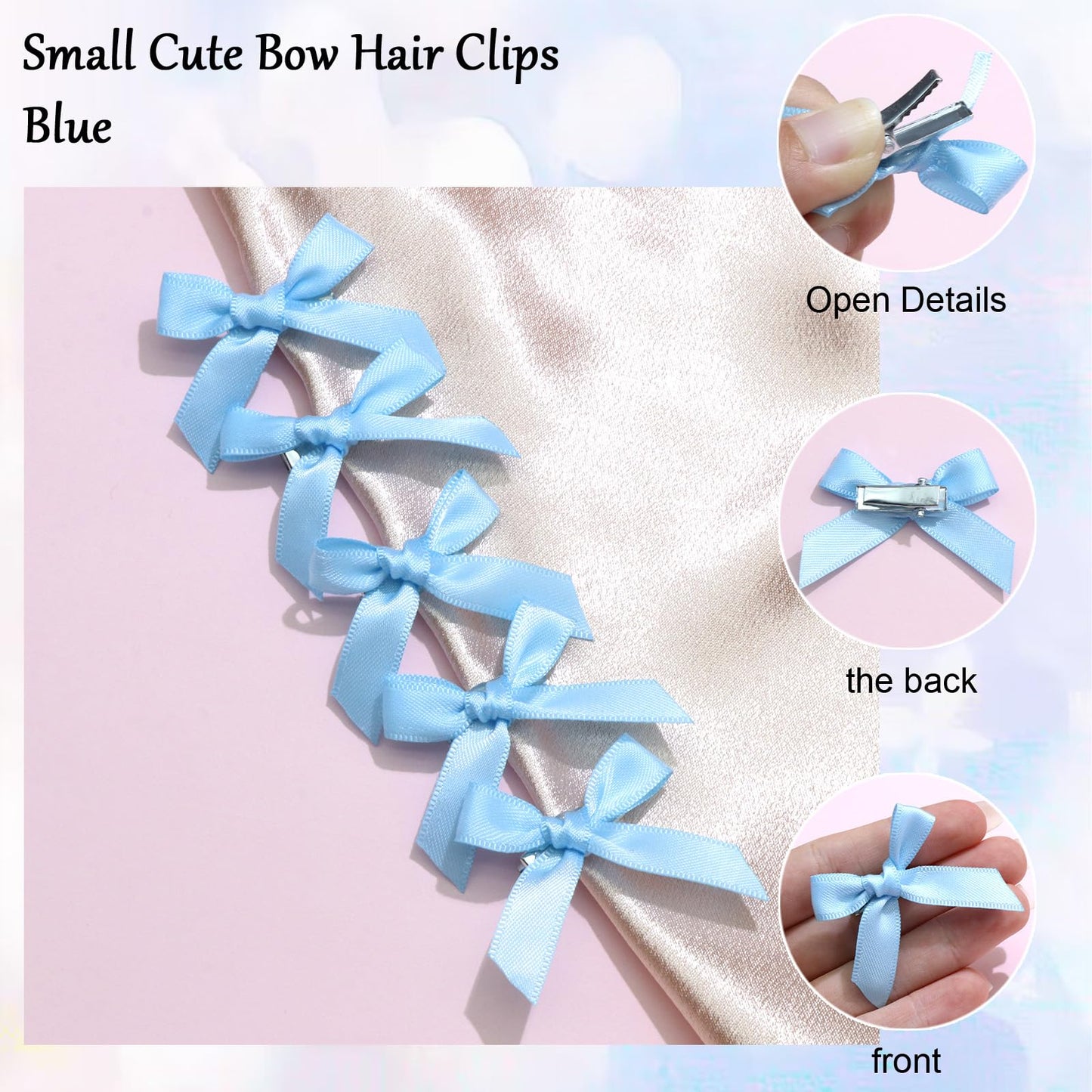 SAWINDA 20PCS Pink Hair Bows Ribbon Alligator Hair Ribbon Hair Barrettes for Teens Small Claw Clips for Thick Thin Hair Cute Hai