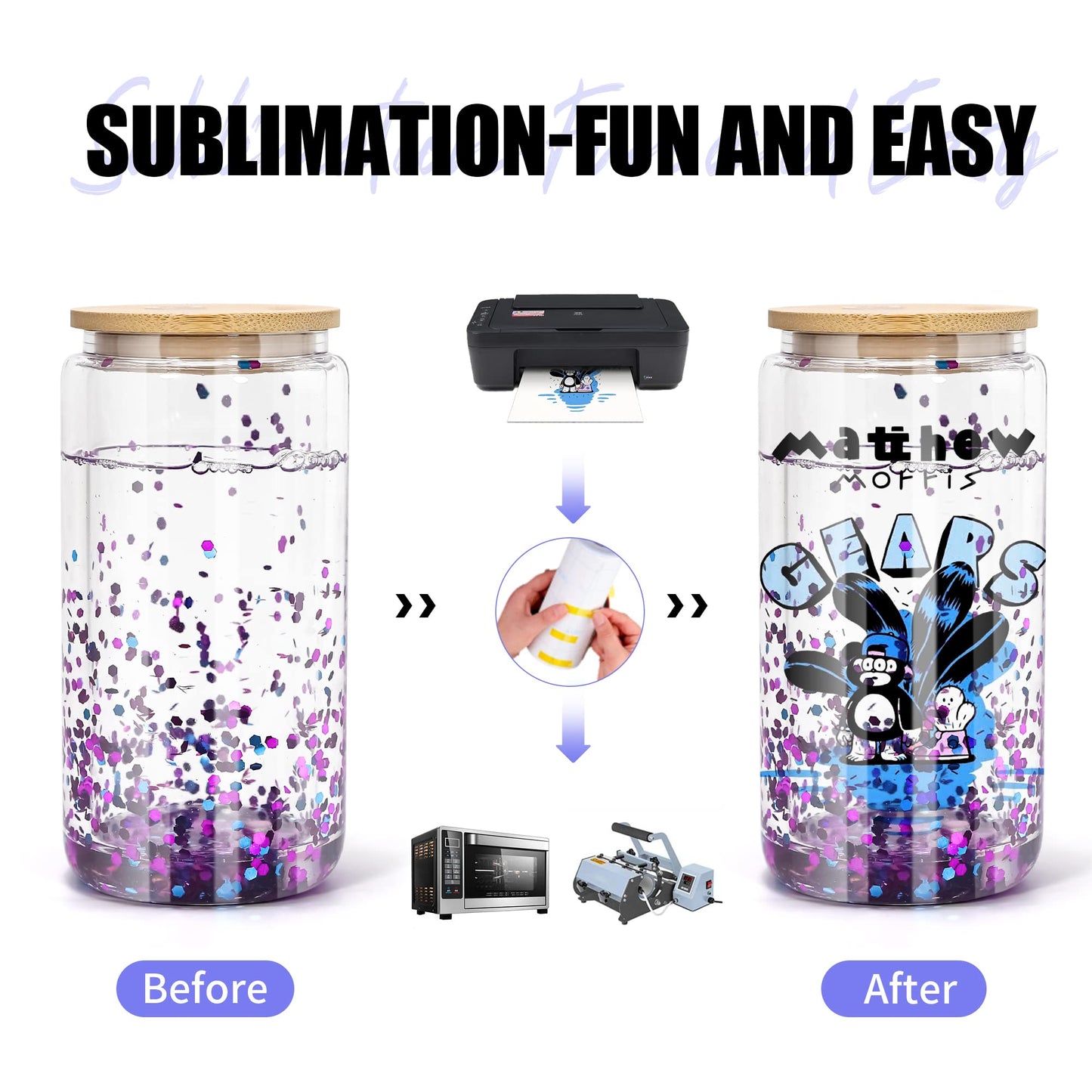 AGH 16OZ Snow Globe Glass Tumbler,8 Pack Sublimation Glass with Bamboo Lids and Straws, Double Wall Sublimation Beer Can Glasses Can Shaped Tumblers with Pre Drilled Hole for DIY