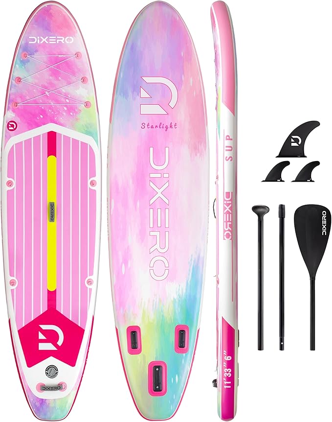 Dixero Inflatable Stand Up Paddle Board with SUP Accessories, Anti-Slip EVA Deck, 11'*33" Inflatable Paddle Boards for Adu...