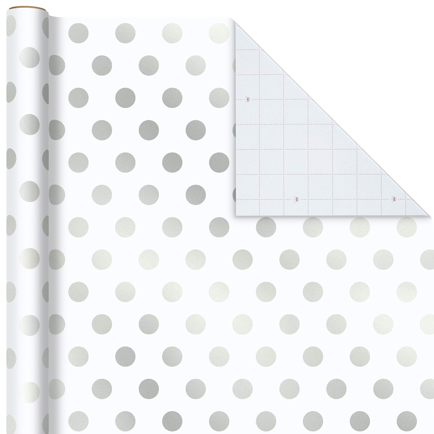 Hallmark Wrapping Paper Rolls for Weddings, Bridal Showers, Birthdays - Silver and White Gift Wrap Paper (Set of 3 Rolls: 105 sq. ft. ttl.) Polka Dots, Stripes, Geometric Shapes