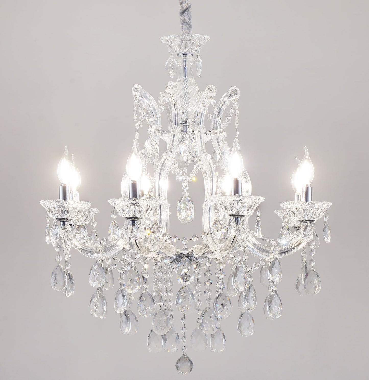 Hubrin Modern Transparent Crystal Chandelier Light Fixture 6-Light，Luxurious Crystal Chandeliers Lighting for Living Room, Kitchen Island, Dinning Room, Bedroom (6 Lights)