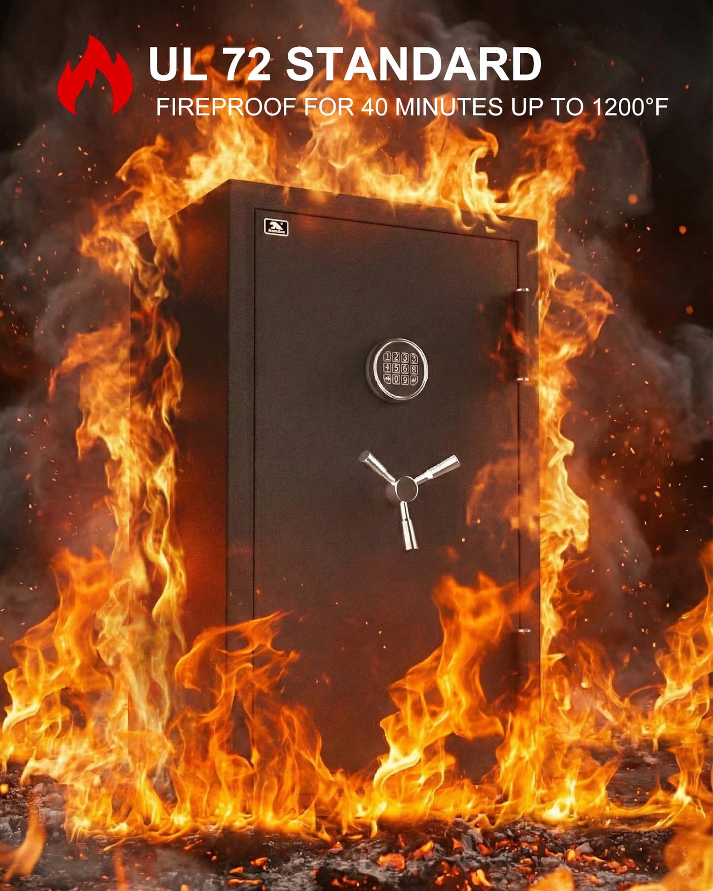 TIGERKING 8.78 Cu Ft Fireproof & Waterproof Safe for Home, Heavy-Duty Steel, 40-Min 1200°F Fire Protection, 72-Hr Water Protection, Easy-Access Keypad Lock, Door Organizer Pockets, Adjustable Shelves