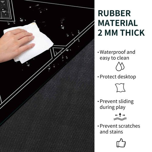 nuveti 24/31/39/47/55/63 inch Square Foldable 6-Player Texas Poker Card Tabletop Layout Portable Anti-Slip Rubber Board Game Mat Texas Hold'em Poker Mat for Family Game, Casino, Party