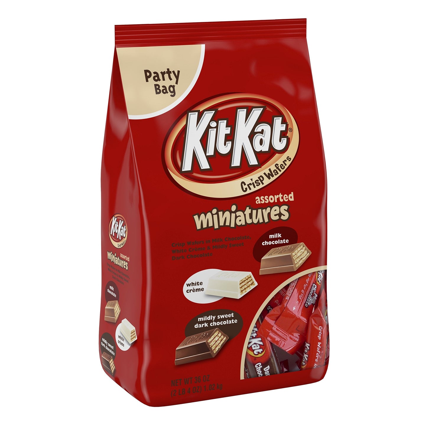 KIT KAT Assorted Chocolate Candy Bars, Halloween Candy, (White, Milk, Dark), 36 Ounce Bulk Candy