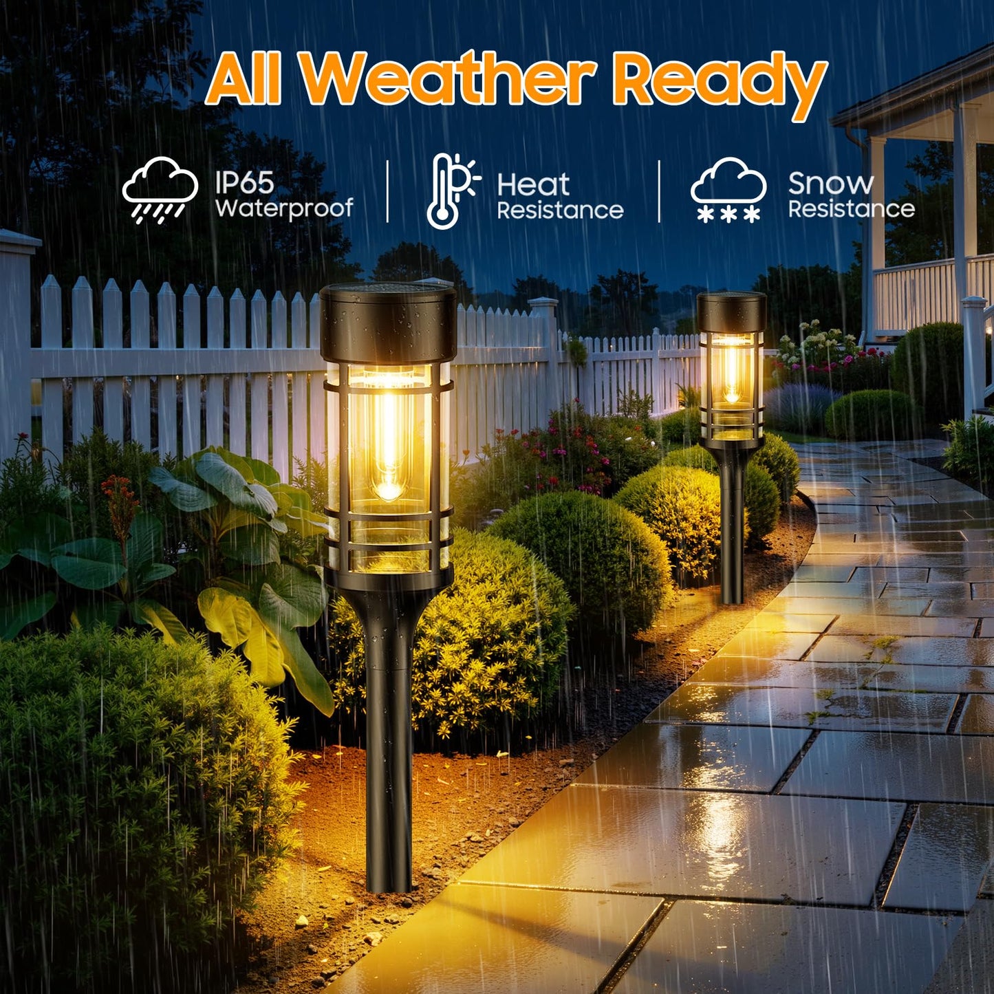 LETMY Solar Pathway Lights Outdoor, 2 Pack Solar Lights Outdoor Waterproof IP65, Bright Solar Garden Lights Outdoor, Auto On/Off Outdoor Solar Lights for Yard Walkway Driveway Landscape Garden Decor