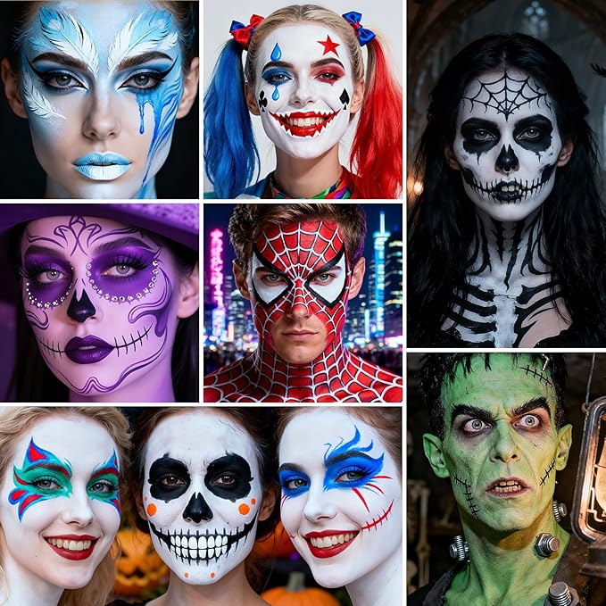 Orange Face Body Paint - Professional Water-Based Non-Toxic Body Painting for Pumpkin Tiger Halloween SFX Cosplay, Full Coverage Washable Cream for Costume Party Theater Stage Performance