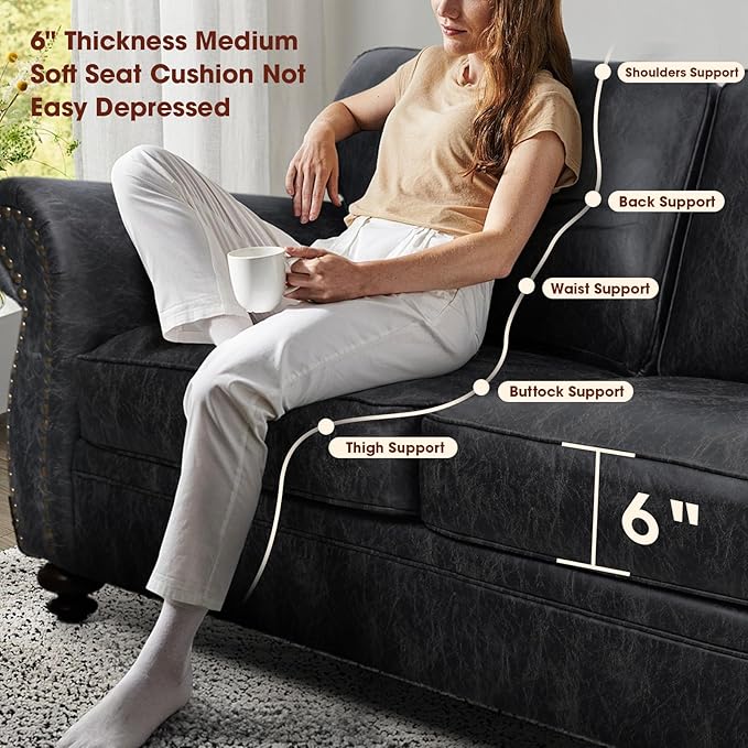 Couchus Living Room Furniture Sets,Sofa Sets and Couch Sets for Living Room,Mid-Century Vintage Sofa Couches with Rivet Design (Grey, 2 Single+3 Seater)