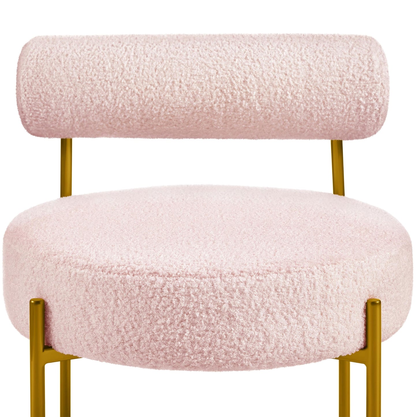 Topeakmart Modern Vanity Chair, Boucle Fabric Accent Chair with Gold Metal Legs for Living Room Makeup Room, Pink