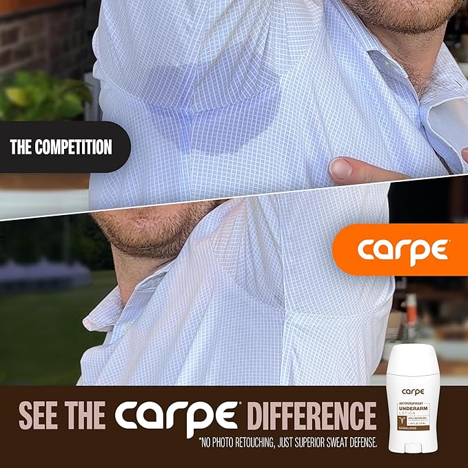 Carpe Clinical Strength Underarm Antiperspirant and Deodorant, Sandalwood Scent
