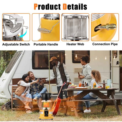 MOZODAWN 2 in 1 Propane Heater & Stove, 13000 BTU Portable Propane Heater Indoor with Handle, Outdoor Heater Gas Stove for Patio, Camping, Tent, Ice Fishing, Garage