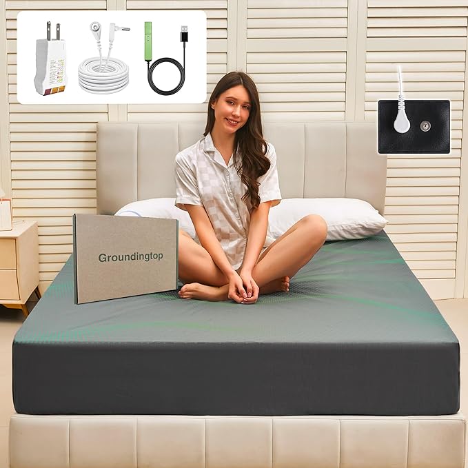 Grounding Sheets King Size,90% Cotton+10% Pure Silver Fiber, Grounded Sheet Earth Connected Bedding (King - 78"x 80"x 16" Gray) Fitted Grounding Earth Sheets for Healthy Sleep Therapy