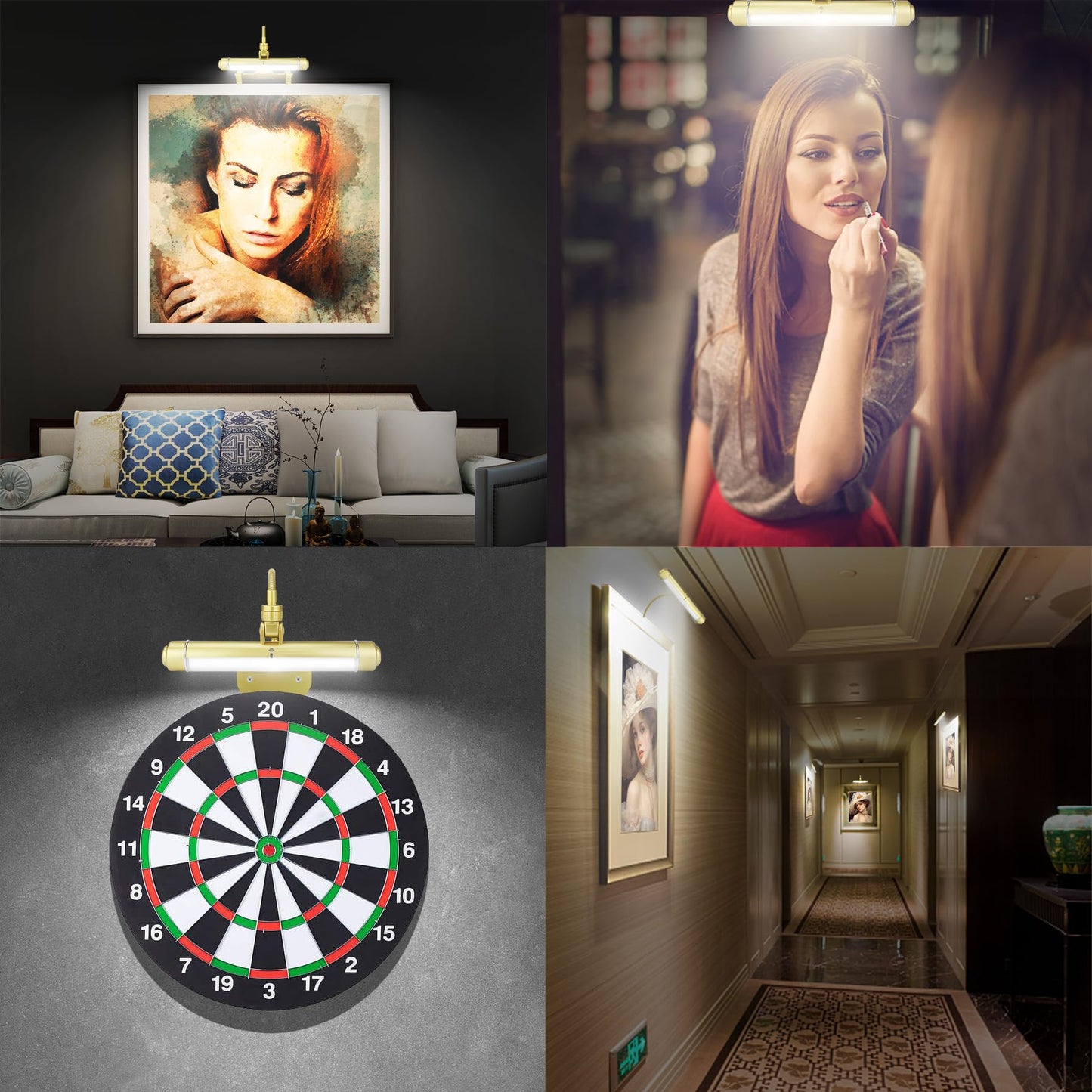 HONWELL Painting Lights Cordless, Dartboard Light with Remote, Rechargeable Picture Light, Picture Frame Lights with 3 Modes 28 LEDs Rotate Head, 360° Flexible Neck,Clip on Display Light for Artwork