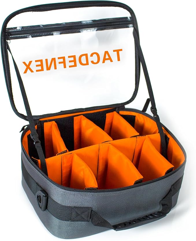 TACDEFNEX Waterproof Fishing Reel Case with 8 Shockproof Compartments – Portable Tackle Organizer for Spinning, Baitcastin...