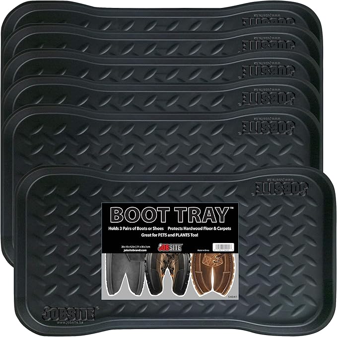 JobSite Heavy Duty Boot Tray, Multi-Purpose for Shoes, Pets, Garden - 15 x 28 Inch - 6 Trays