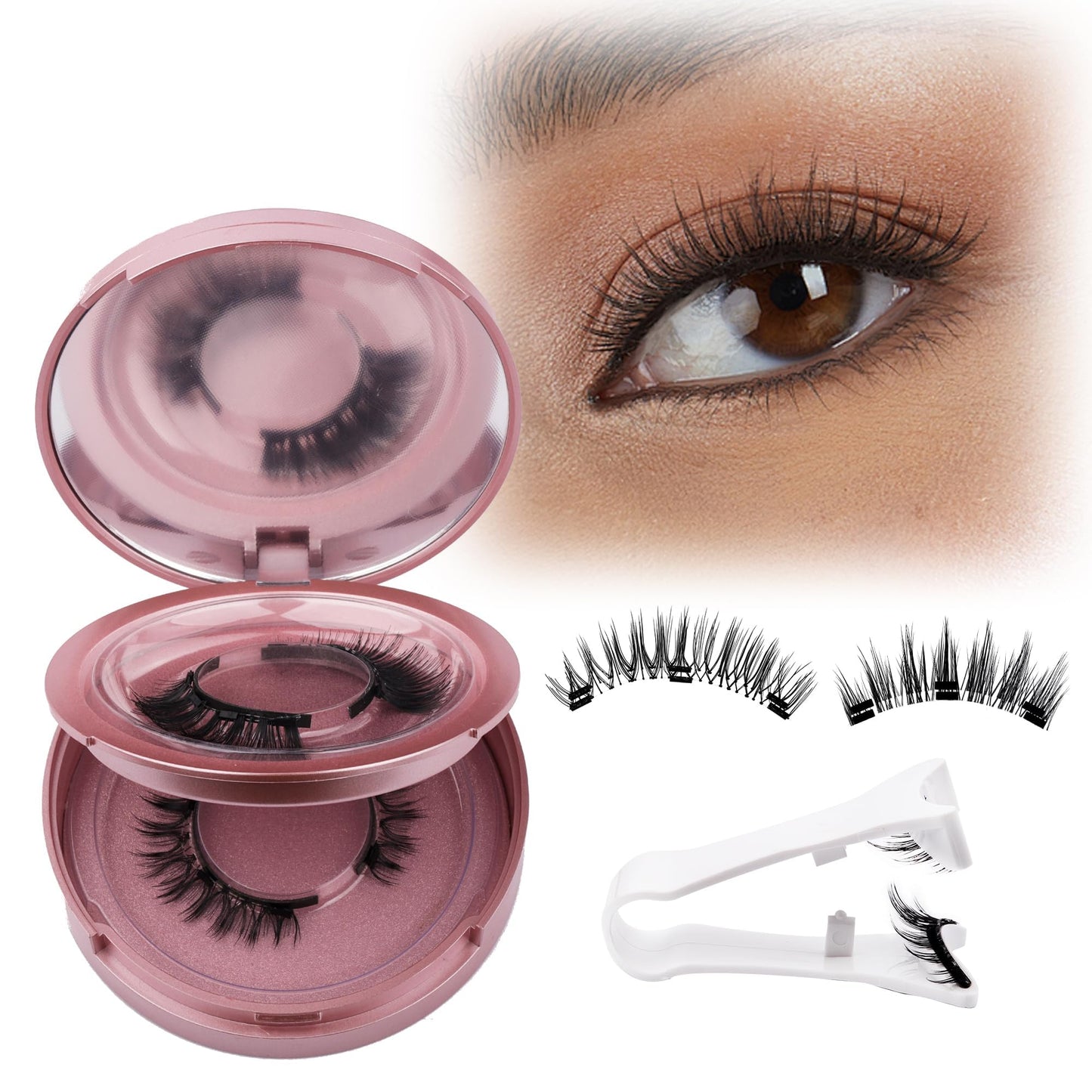 GEMERRY Magnetic Eyelashes with Applicator Soft Magnetic Lashes Natural Look No Glue Needed Lash Applicator Tool Kit DIY at Home