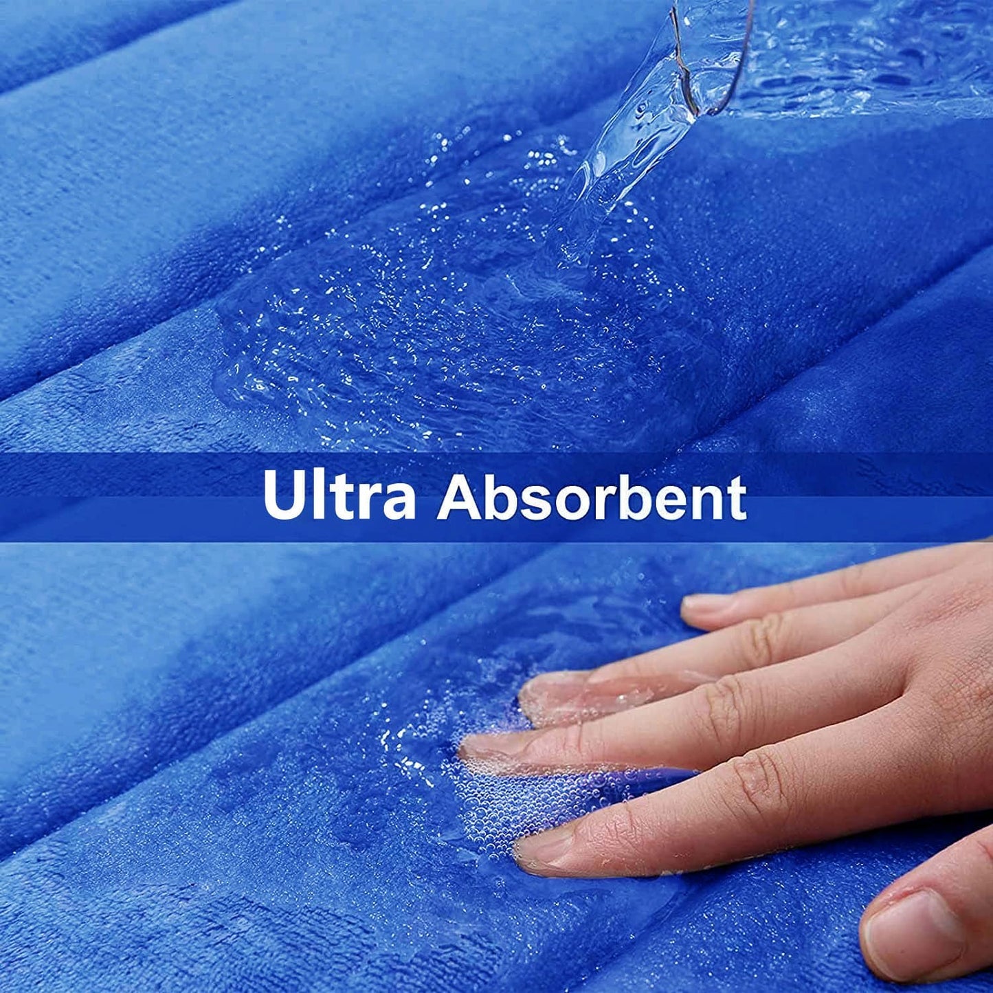 Buganda Memory Foam U-Shaped Contour Toilet Rugs, Non Slip Absorbent, Thick Soft Washable Bathroom Mat, Floor Carpet Bath Rugs Mat for Toilet Base (20" x 20", Royal Blue)