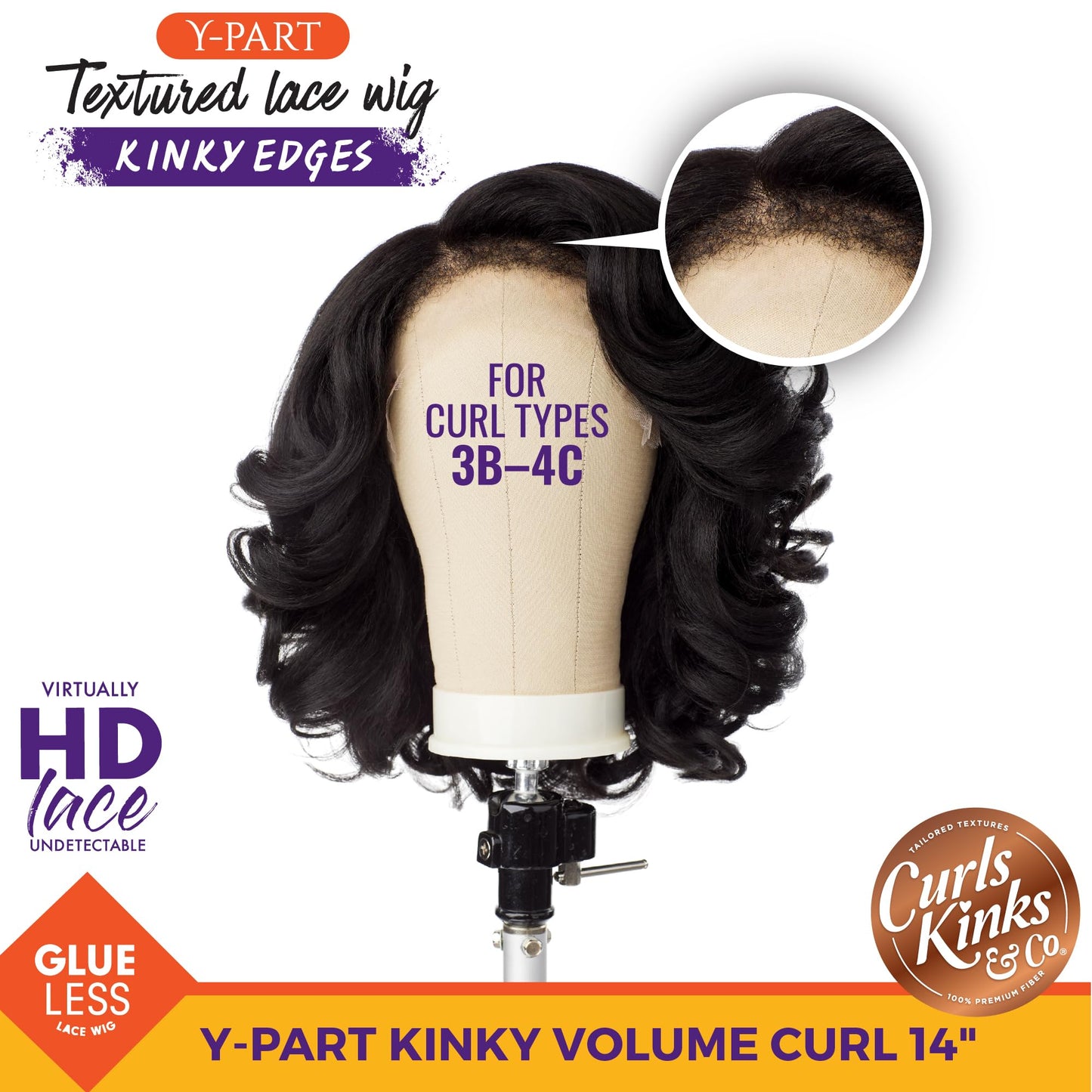Sensationnel Curls Kinksandco Kinkyedges Wig - Kinky Volume Curl 14 Inch Y Part Lace Natural Kinkytexture Edged Hairline for Nat