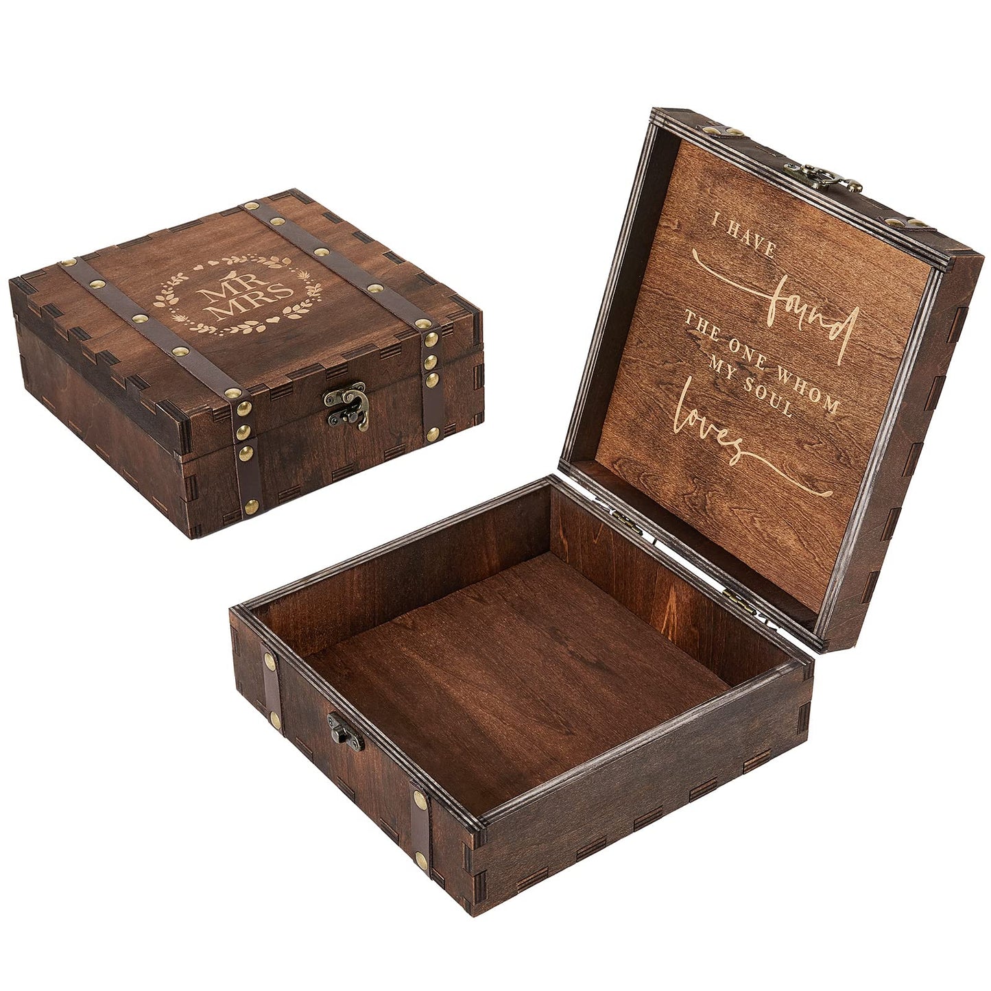 AW BRIDAL Wedding Keepsake Box with Lid Mr Mrs Wooden Memory Box, Bridal Shower Engagement Gifts for Couples, Mr Mrs Anniversary Couple Gift Bride Gift