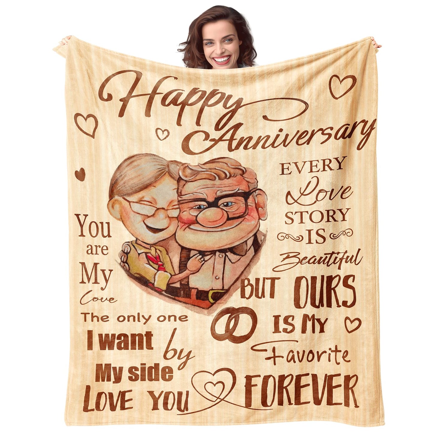 Wedding Anniversary Blanket Gifts for Couple Husband Wife Happy Anniversary 50" X 60" Soft Throw Blanket Anniversary Present for Parents