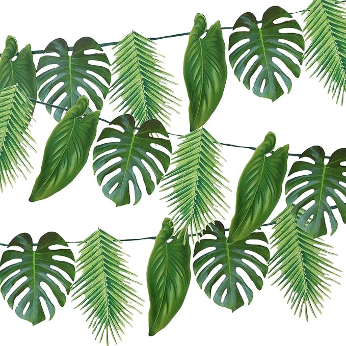Tropical Palm Leaf Garland Party Decorations, Length 2.6M, 8.5 FT, Green