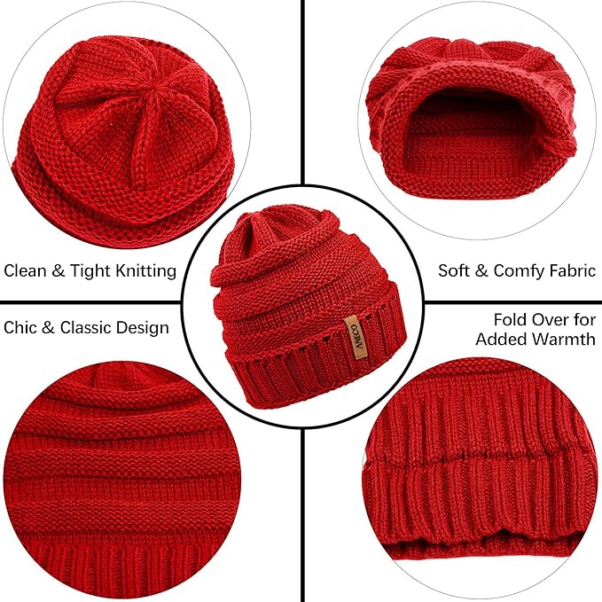 Aneco Winter Warm Sets Knitted Scarf Beanie Hat Touch Screen Gloves and Winter Ear Warmer for Men or Women