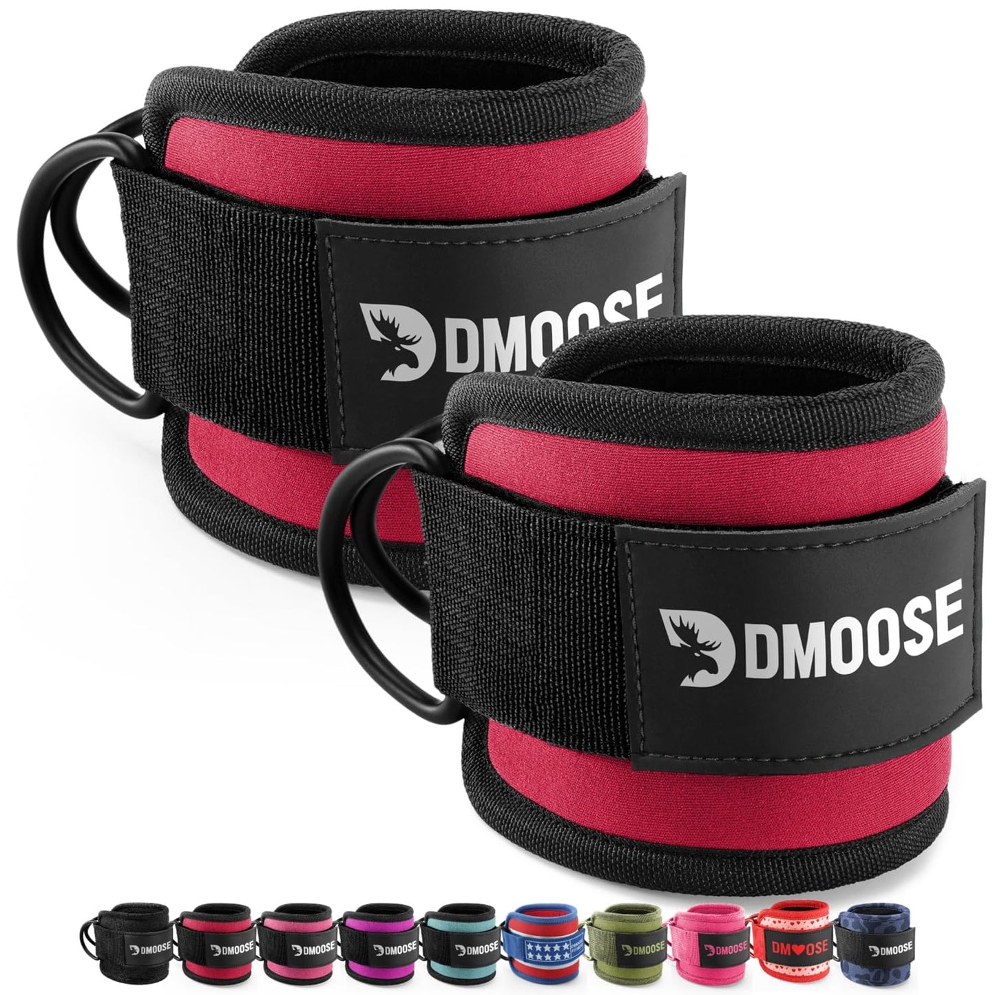 DMoose Ankle Strap for Cable Machine - One Size Fit with Premium Padding, Workout Kickback Ankle Cuffs, Ankle Bands for Working Out, Booty Workouts, Leg Extension, Hip Abductors & Lower Body Exercises