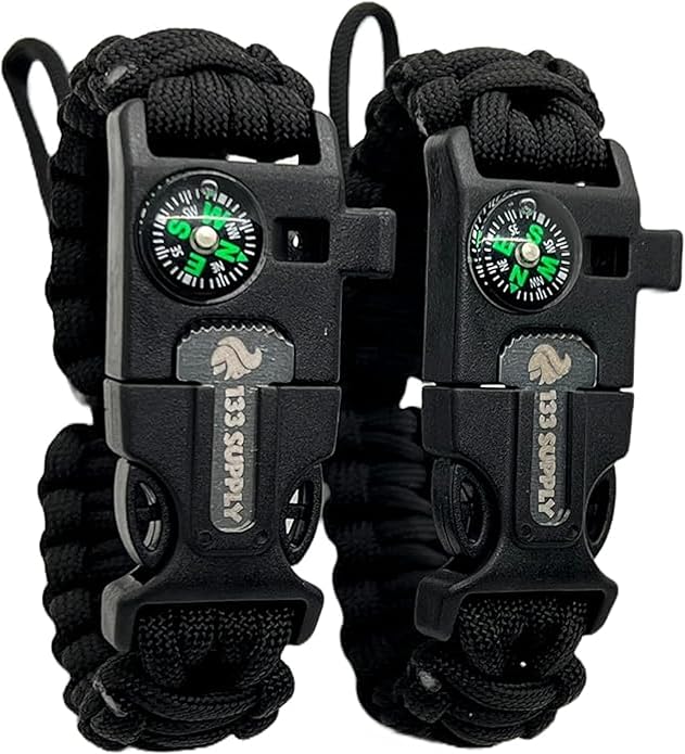133 Supply Paracord Bracelet Compass Hiking Survival Emergency Whistle Fire Starter Kit Camping Gear Hiking Essentials Fis...