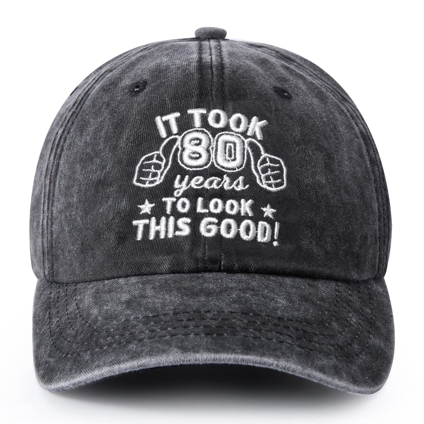 80th Birthday Gifts for Men Women, Vintage 80th Happy Birthday Gift Ideas Baseball Caps Adjustable, Funny 80 Year Old Washed Cotton Hats for Him Her Dad Mom Uncle Aunt Friends