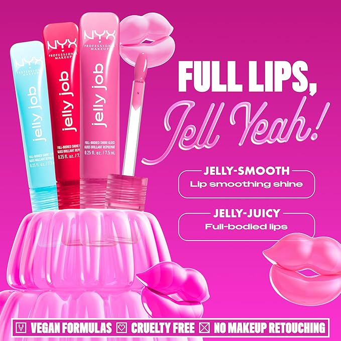 NYX PROFESSIONAL MAKEUP Jelly Job Lip Gloss, Lip Tint Gloss with Full-Bodied, Smoothing, and Hyper-Glossy Shine - Orange Ya Jelly? (Tangerine)