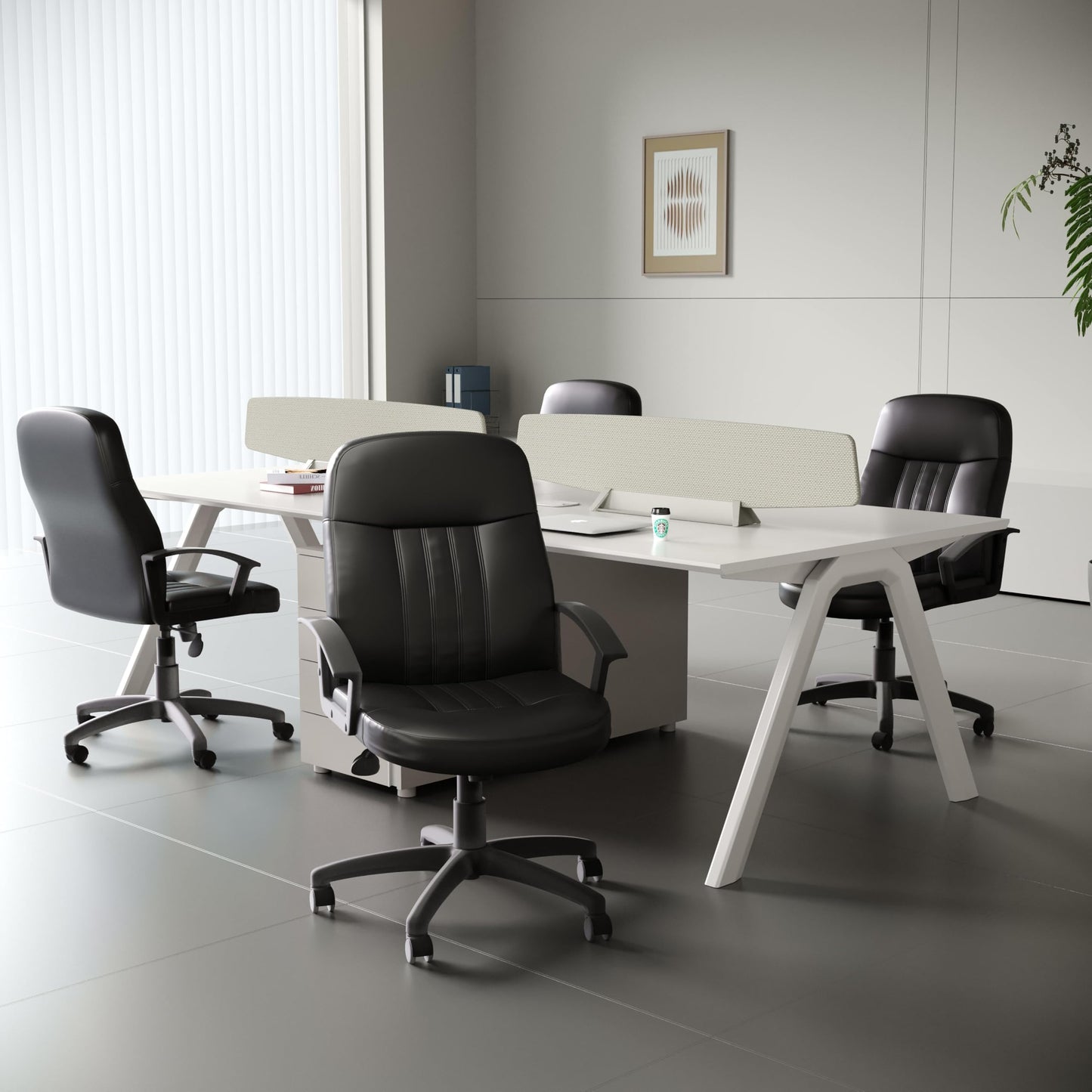 Boss Office Products B8106 Executive Leather Budged Chair in Black, Mid-Back