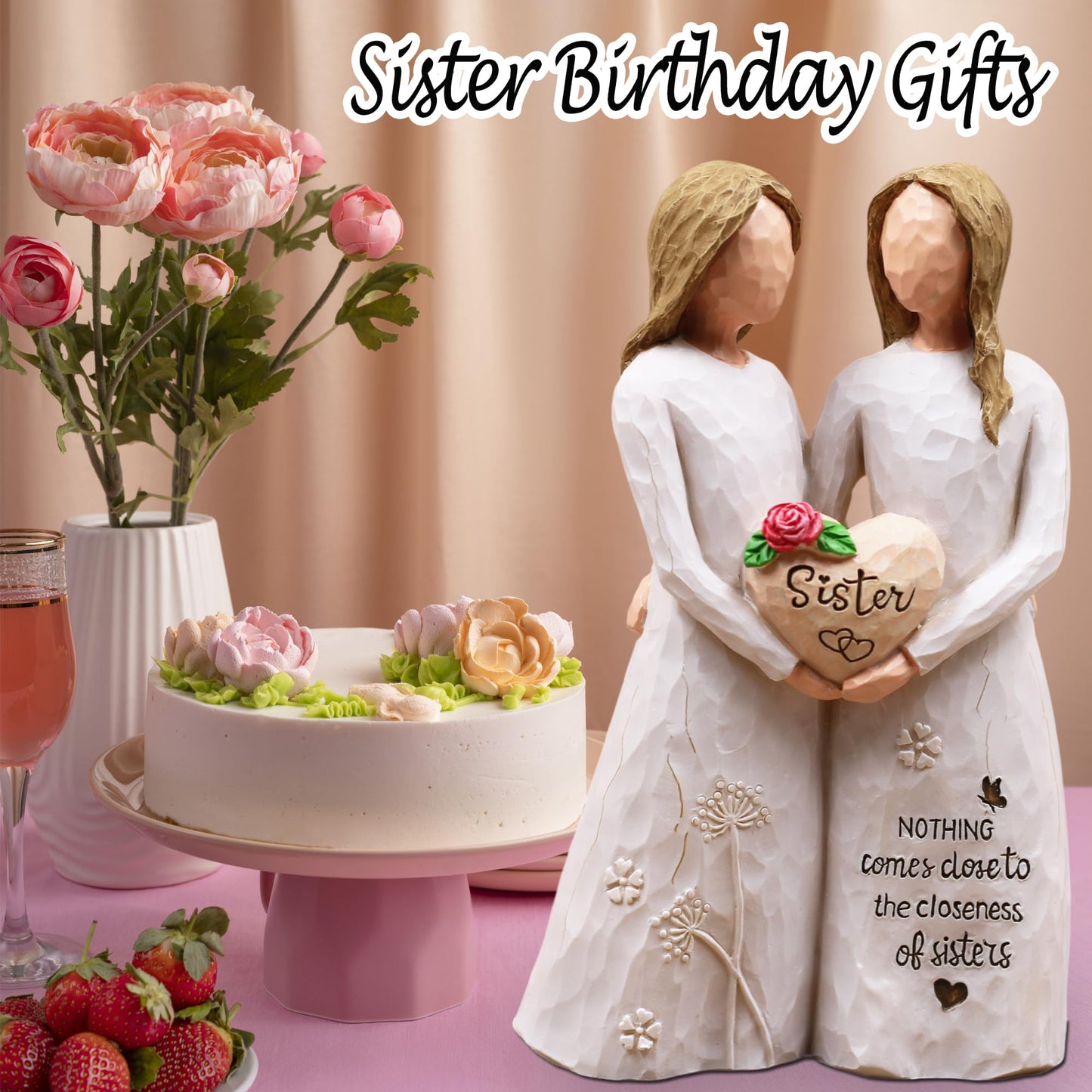 BORLESTA Sister Birthday Gifts - Christmas Birthday Gifts for Sister,Friend, Big Sisters Gift for Girls,Friendship,Friend Gift for Women Hand-Painted Figure