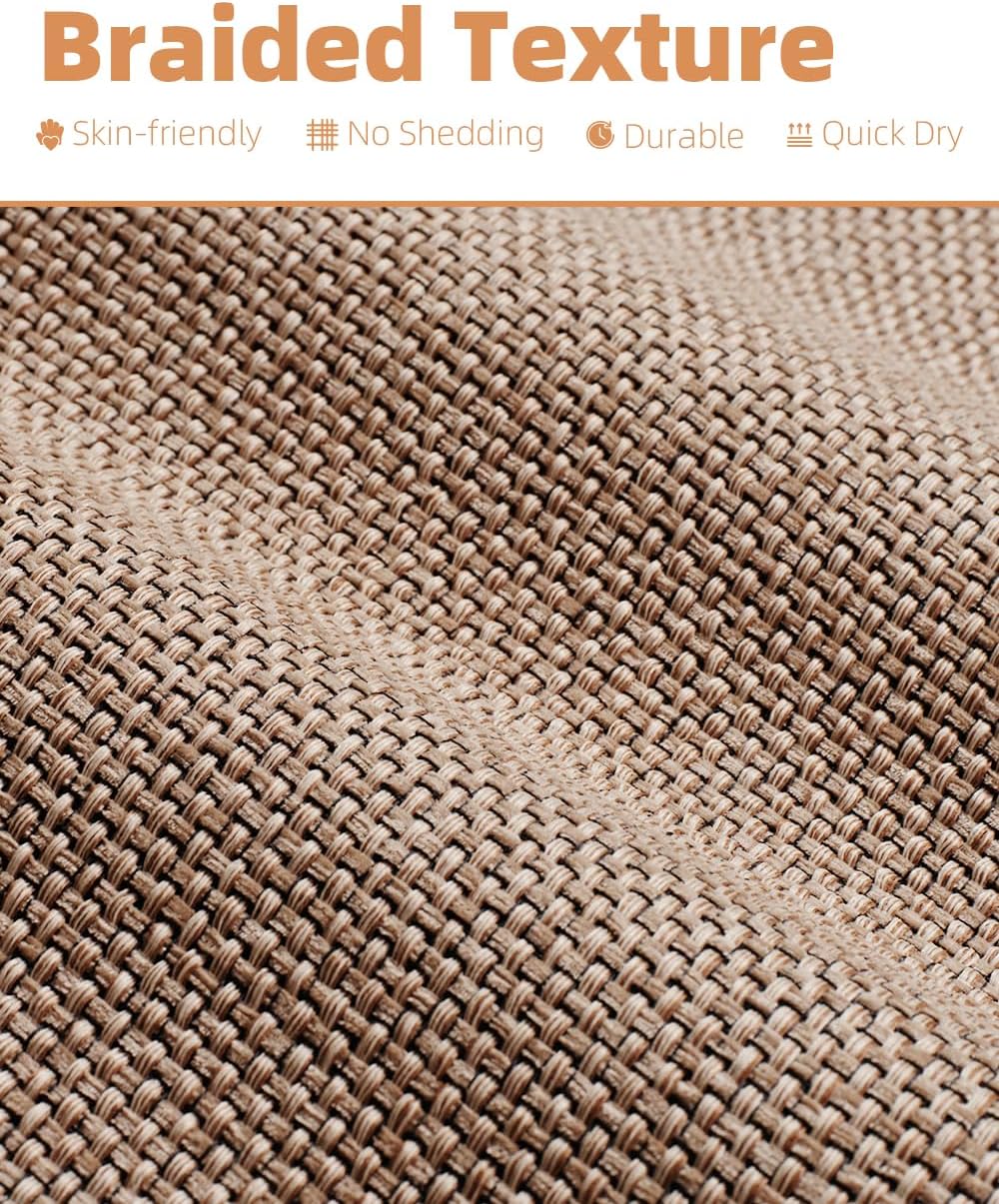 PADOOR Non-Slip Bath Mat With Rubber-Backing, Braided Absorbent Machine Washable Thin Rug, Quick Dry, Fits Under Door, for Bathroom Floor, 20''x32'' Beige