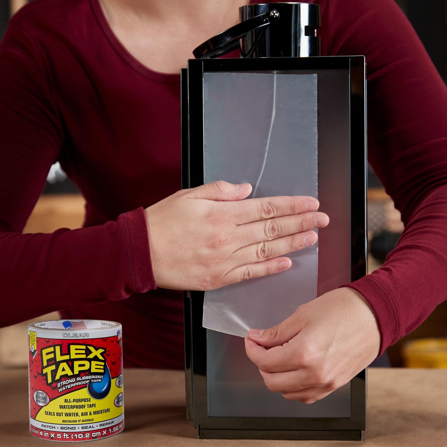Flex Tape, Original Thick Flexible Rubberized Waterproof Tape - Seal and Patch Leaks, Works Underwater, Indoor Outdoor - Home RV Roof Plumbing and Pool Repairs, Clear, 4 in x 5 ft, Pack of 1