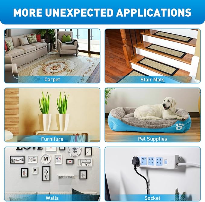 16 PCS Grippers of Rug Pad, Non-Slip Carpet Gripper for Hardwood Floors and Tile, Reusable and Washable Area Carpet Tape, Double-Sided Adhesive Pads, Keeps Corners Flat