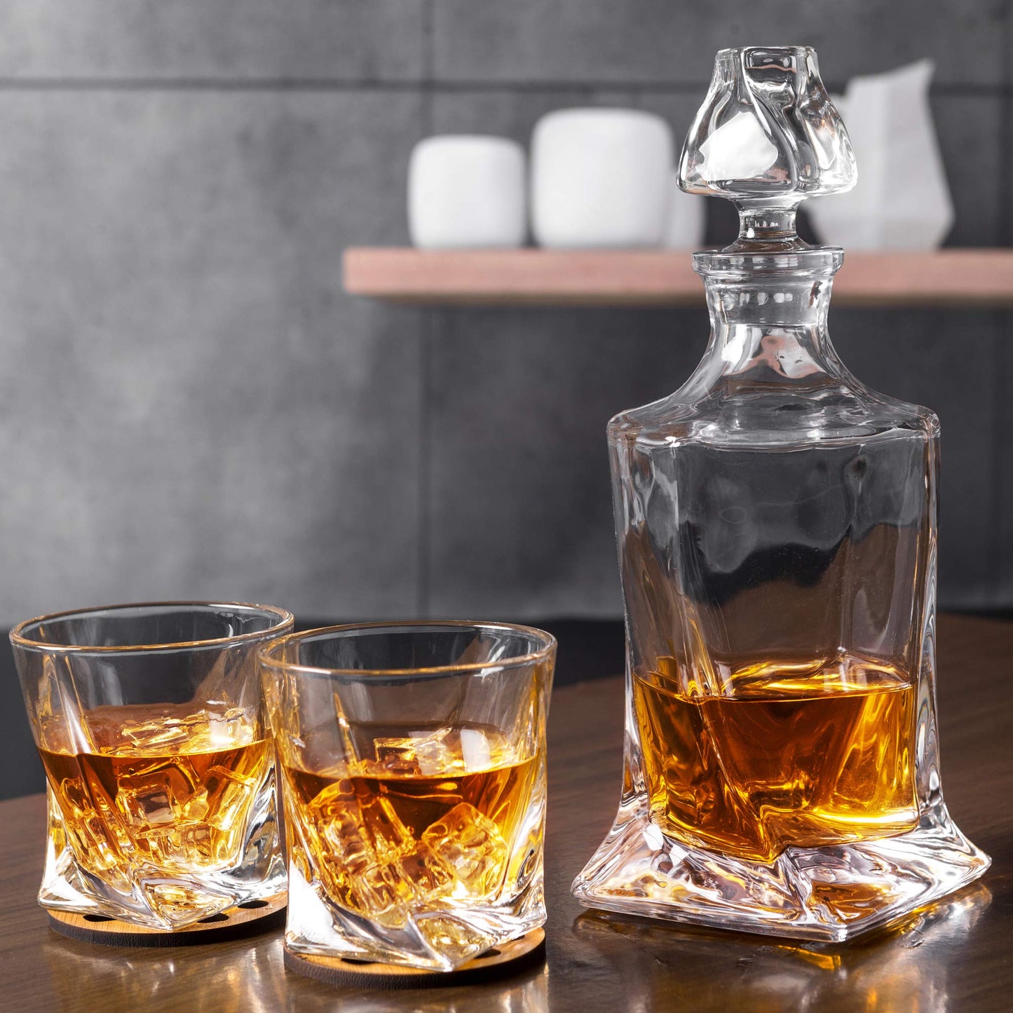 KANARS Whiskey Decanter Set, Premium Crystal Liquor Decanter with 6 Old Fashioned Glasses for Cocktail Scotch Bourbon Irish Whisky Alcohol, Unique Men Gifts for Christmas Housewarming Birthday