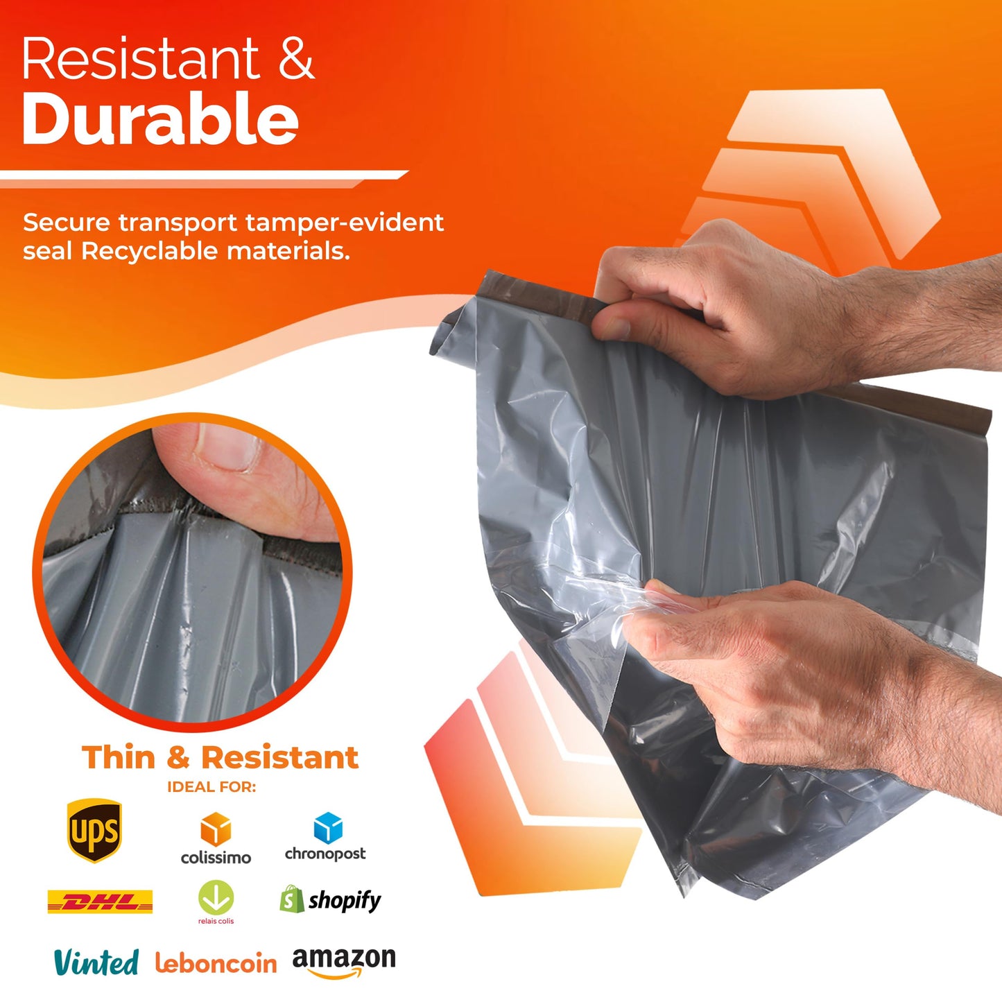 Poly Mailers Shipping Bags (30 Pack) — Self-Seal Plastic Mailing Envelopes, 3 Sizes incl. 8x12, poly mailers 10x13 & 14x19 — Tear & Water-Resistant Plastic Shipping Bags for Clothing Not Padded, Grey