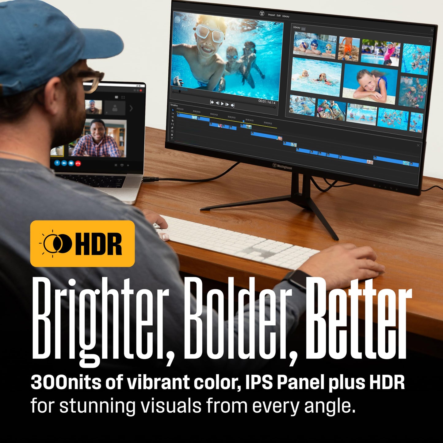 Westinghouse 27 Inch Gaming Monitor, 120Hz, 1ms, IPS Computer Monitor, 1080P FHD, Built-in Speakers, Eye Care, Adpative Sync Support (FreeSync Compatible), HDR, VGA, HDMI & DisplayPort w/Gaming Mode