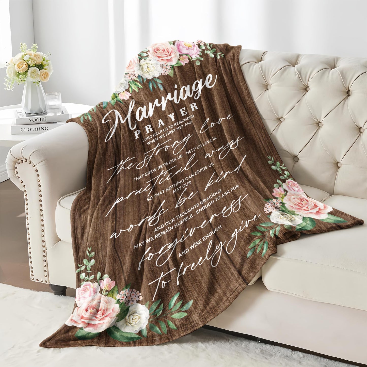 Sqovulw Wedding Gifts for Couples 2025, Bridal Shower Gifts for Bride to Be, Bridal Shower Wedding Gifts for Newlyweds, Anniversary/Engagement Gifts for Couple, Marriage Prayer Fleece Blankets 60x50