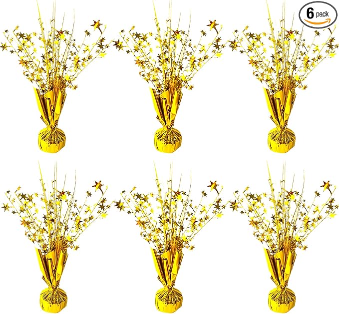 FUBININA 6 Pack Metallic Foil Spray Centerpiece Star Table Decoration Burst Table Centerpieces for Birthday New Years Nye ...