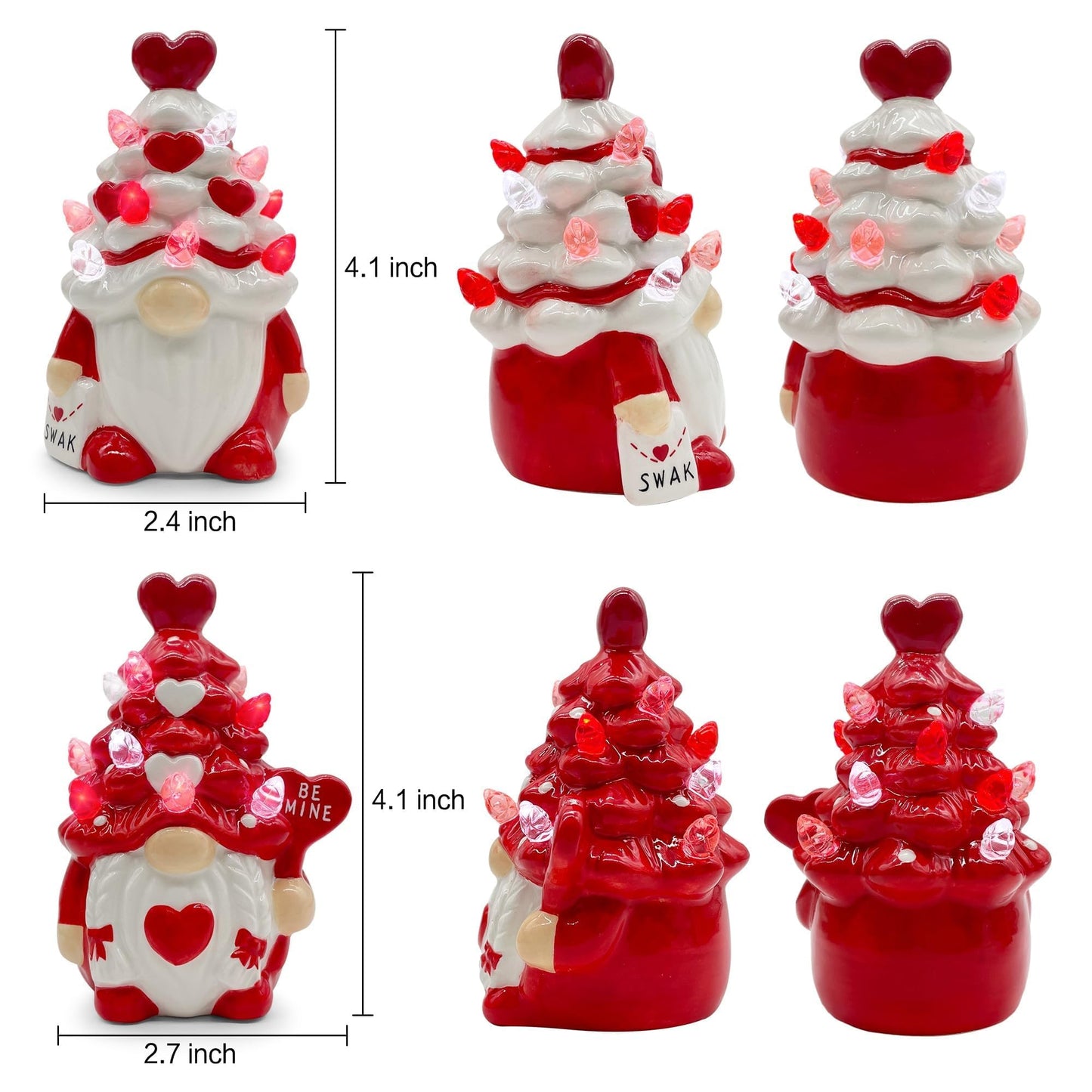 Hexagram Valentines Day Decorations, Valentines Day Decor, 2Pcs Valentine Gnomes Decor, Valentine's Day Decorations, Valentine Ceramic Tree Decoration for Home