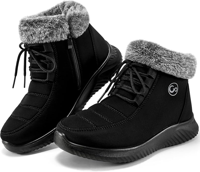 Alicegana Winter Boots for Women Warm Fur Lined Snow Shoes Slip on Ankle Booties Comfortable Anti Slip Outdoor Boots