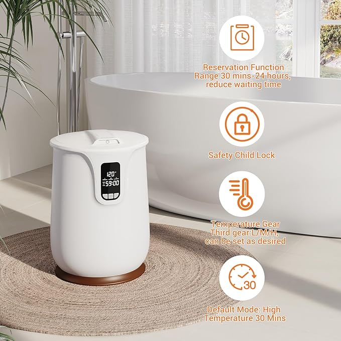 Senfot 20L Towel Warmer for Bathroom with Timer Function, Temperature Adjustable, LED Display, Auto Shut Off, Even Heated Hot Towel Warmer for Towels, Bathrobe (Flip-Top