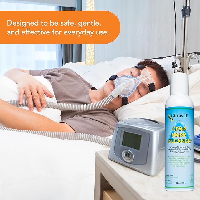 Citrus II CPAP Cleaning Spray - Cleaning Solution BIPAP, CPAP Masks - Safe, Gentle and Effective - Removes Dirt and Oil - Natural Ingredients - 8.2 Oz