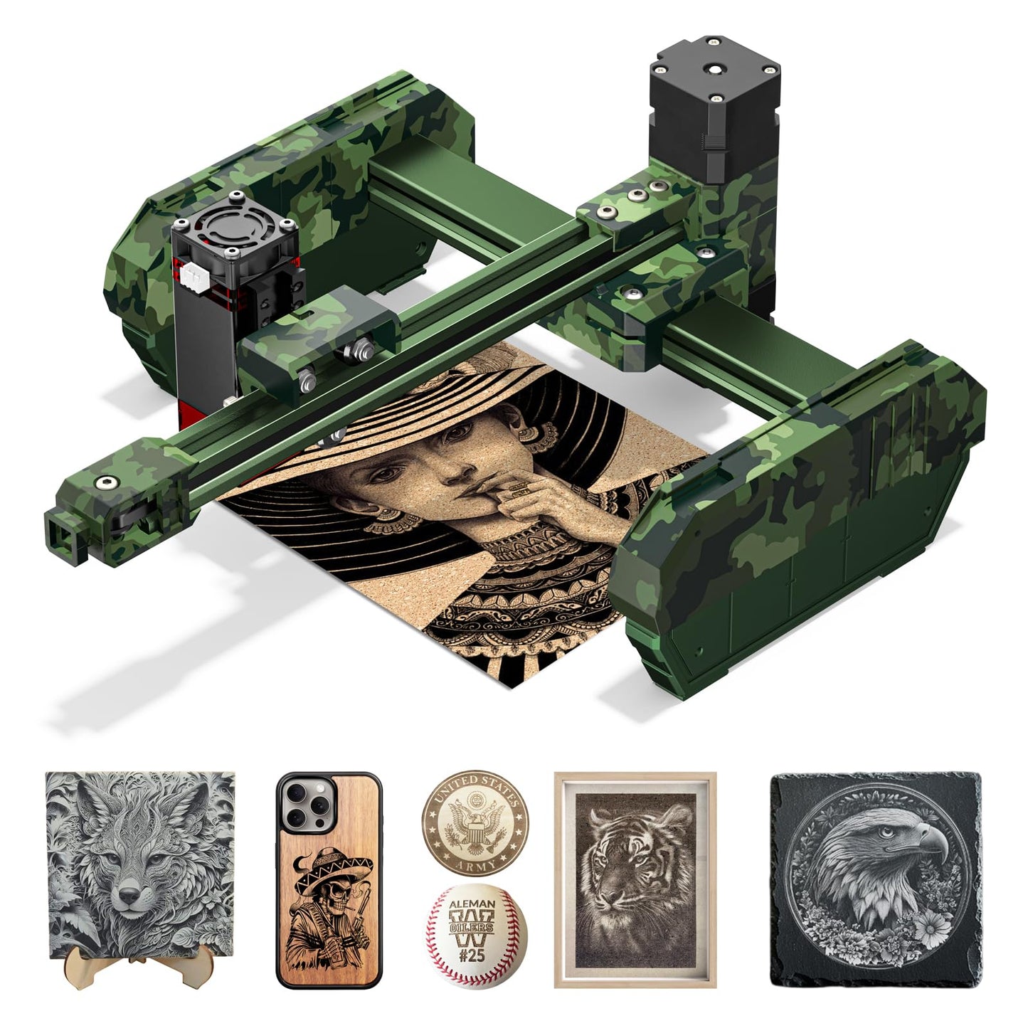 Tofelf AlgoLaser 6W Portable 95% Pre-Assembled Laser Engraving Machine High-Speed 8000mm/min, 0.1 x 0.02mm Compressed Spot,5.9 x 5.9 inch Working Area with APP Control,Engraving for Wood,Metal,Glass