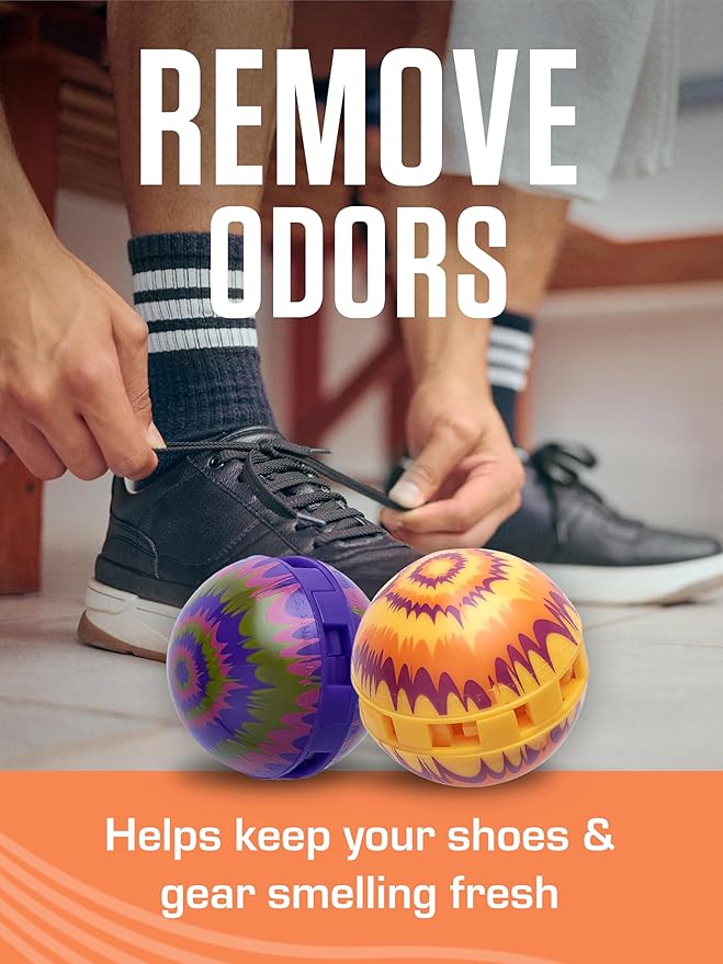Sneaker Ball Shoe Odor Eliminator & Remover - Fresh, Clean Scent Blocks Odors - Twist-to-Activate - Compact & Durable - Fun, Colorful Designs - Ideal for Shoes, Gym Bags, Lockers, Sport, 6 Pack