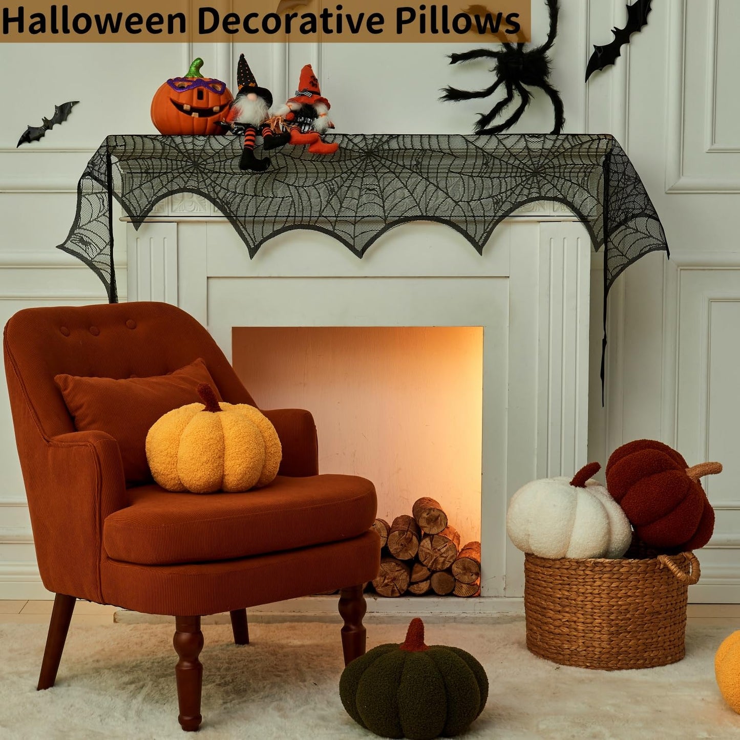 Vdoioe Fall Decor Pumpkin Pillow, 2 Pcs Halloween Pumpkin Shaped Throw Pillow 11.8 x 6 Inch Fall Decorations Pumpkin Decor for Halloween Thanksgiving Bedroom Sofa Couch
