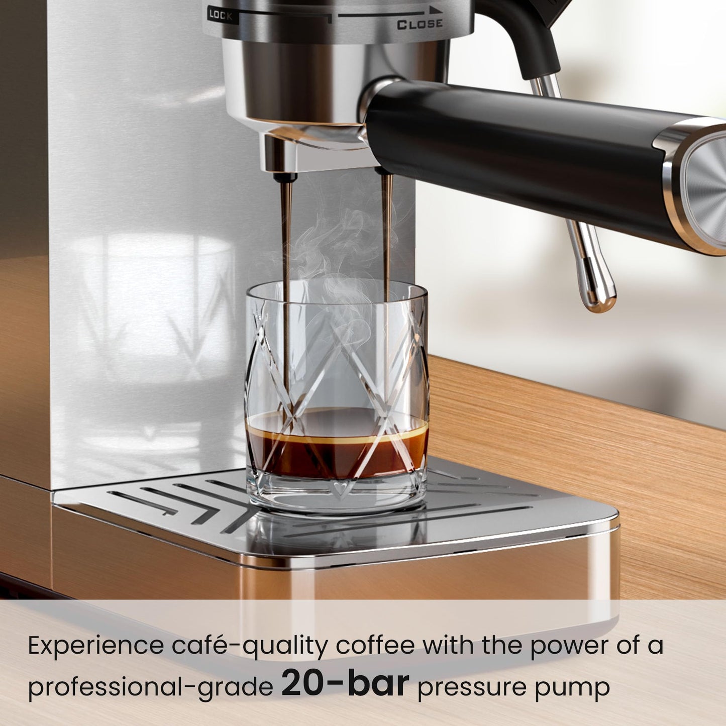 Kismile 20-Bar Espresso Machines,Professional Espresso Maker with Milk Frother Steam Wand for Latte&Cappuccino,Coffee Machine with Removable Water Tank for Home/Office